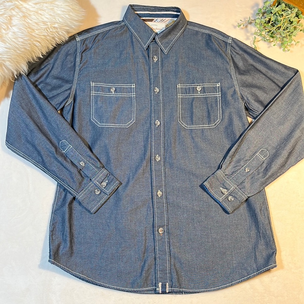 Weatherproof Mens Long Sleeve Button Down Jean Shirt